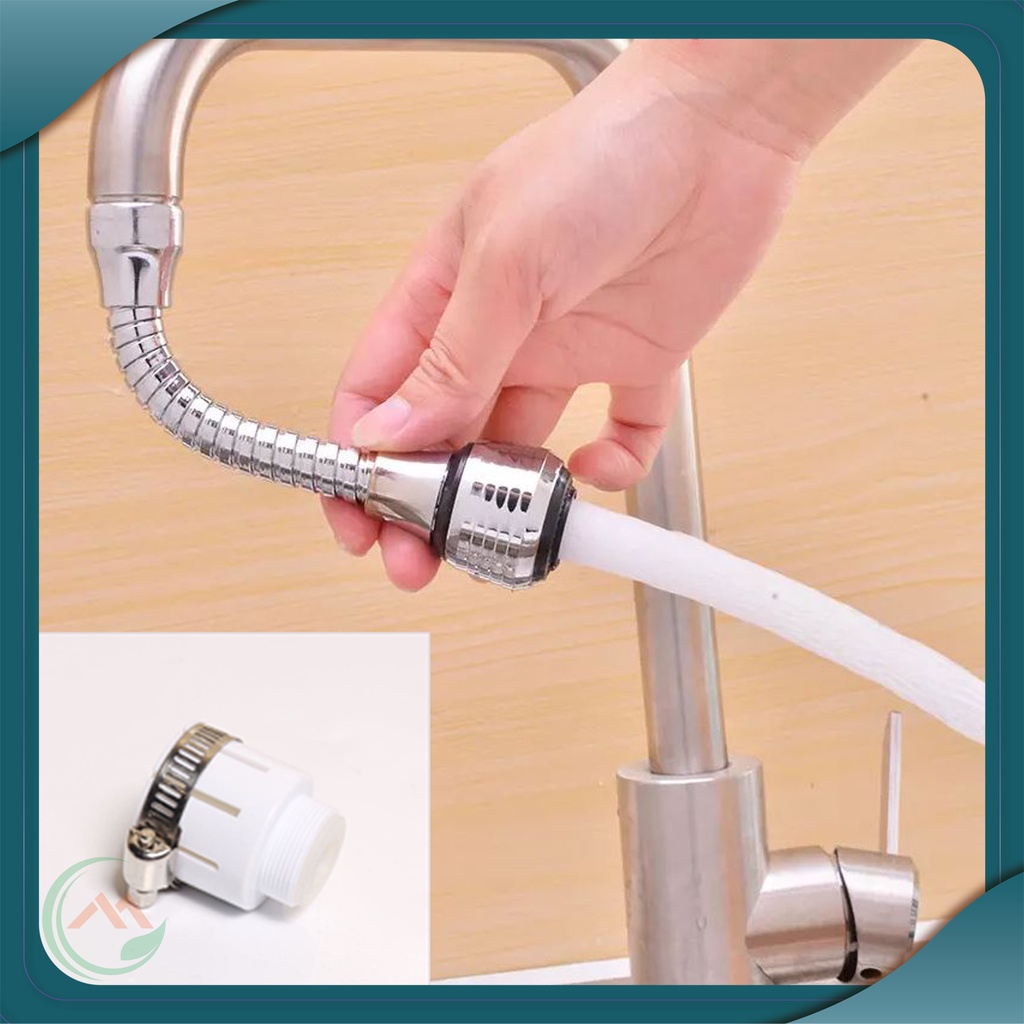 Đầu vòi nối vòi rửa chén bát nhựa ABS xoay 360 độ 2 chế độ xả nước loại dài nhỏ mẫu mới + đầu chuyển - QM.PK011