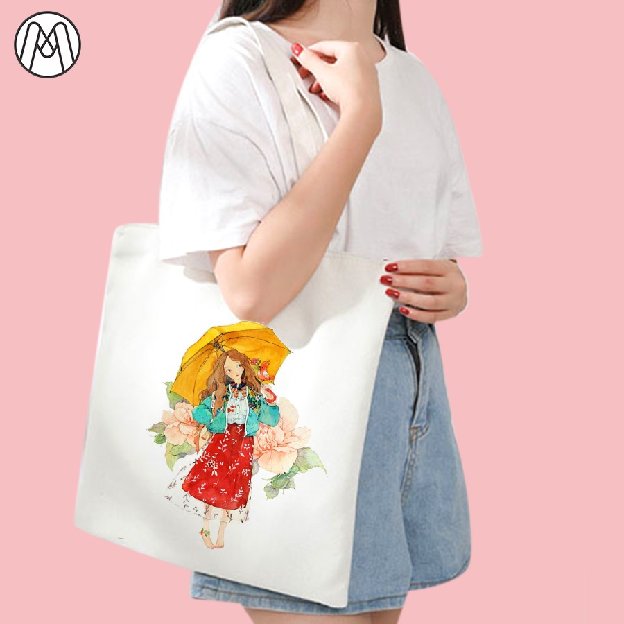 Miễn Ship Túi vải Canvas cao cấp Tote in hình theo yêu cầu chất vải mềm mịn dày dặn in nét đẹp không phai màu