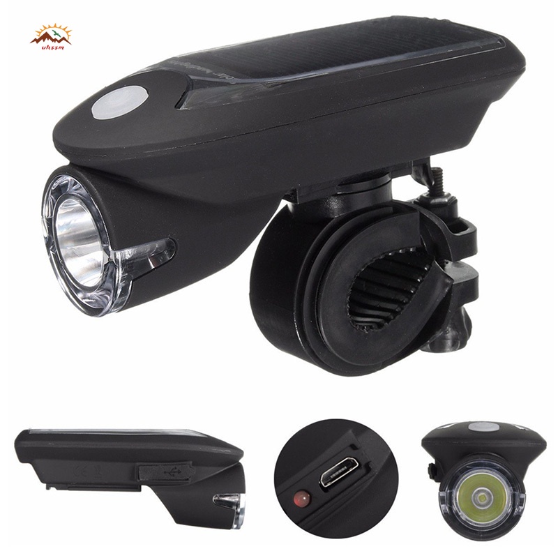 Đèn Pha Led Sạc Usb Năng Lượng Mặt Trời Chống Thấm Nước Có Thể Xoay 360 Độ Cho Xe Đạp
