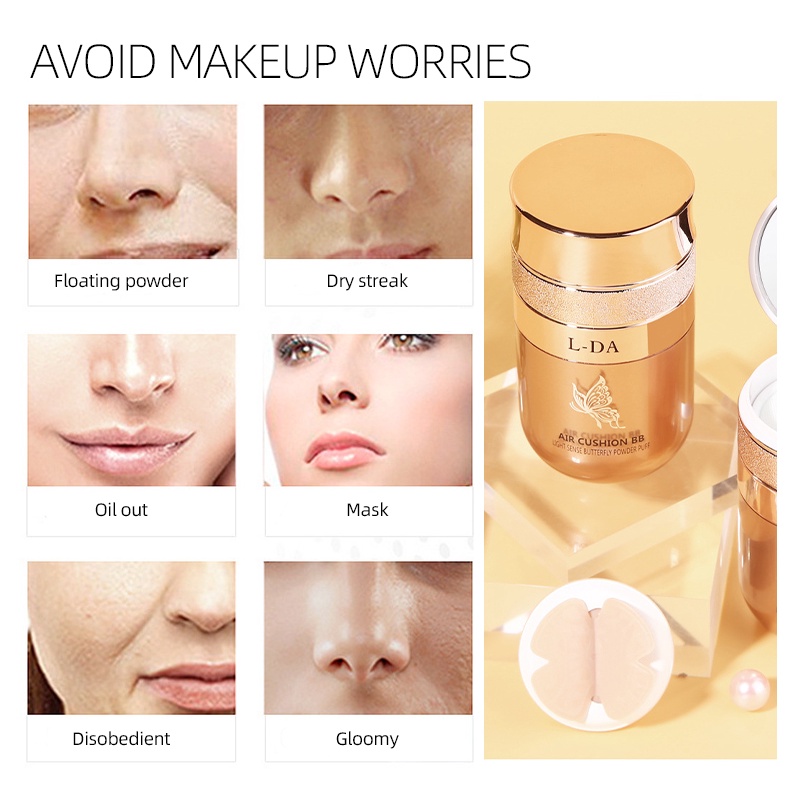 Kem phủ air cushion ANNIES BB dưỡng ẩm nhẹ nhàng làm đẹp che khuyết điểm có miếng mút bươm bướm