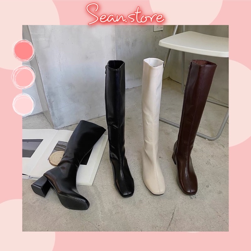 💓[ SẴN ĐEN 37/38 ] Bốt Nữ- Bốt Cao Gót Nữ Form Đứng Dáng Kéo Khoá Cạnh Thời Trang