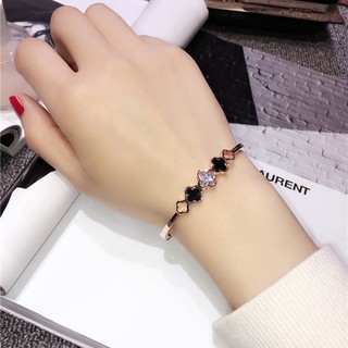 Vòng đeo tay vàng Cặp đôi vòng tay titan ANTI-RUST FOREVER Phụ kiện Cỏ ba lá nữ