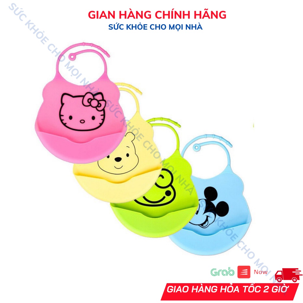 Yếm máng ăn dặm silicon quai dây cho bé, hình siêu cute