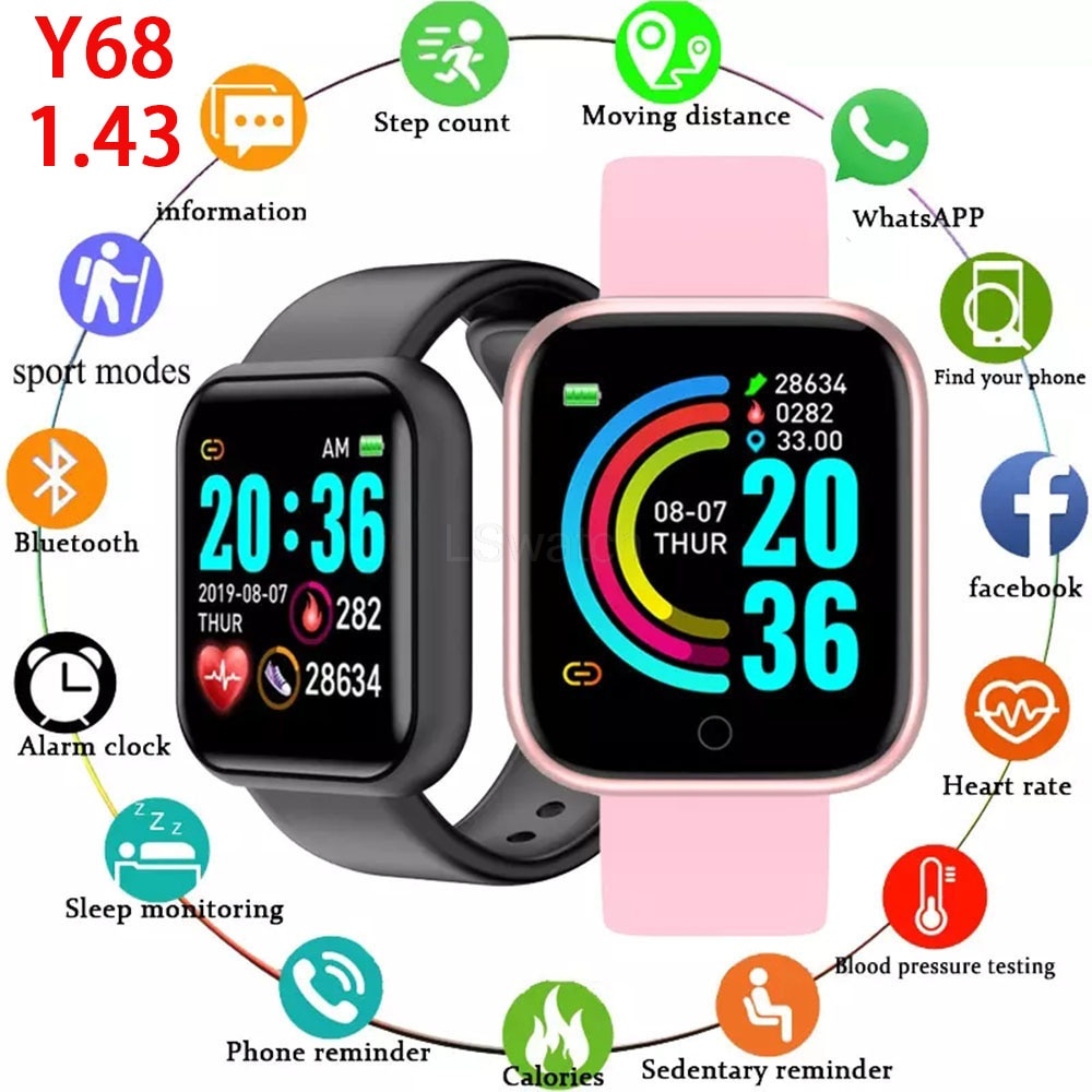 HUAWEI XIAOMI SAMSUNG Đồng Hồ Thông Minh Jaramp Y68 D20 Cho Nam Và Nữ Apple