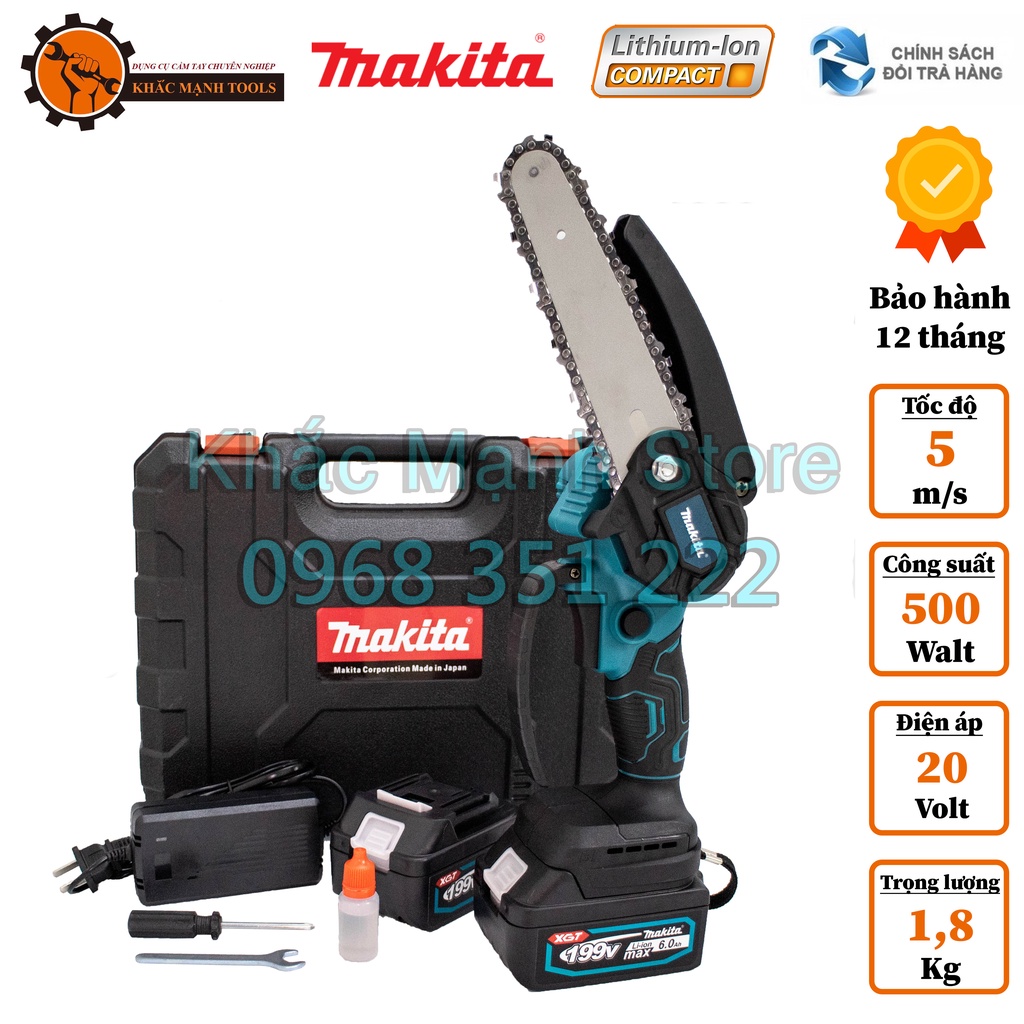 Máy cưa xích pin Makita động cơ 550 Lõi đồng 100% lam dài 6 inch pin chuẩn 10 cell