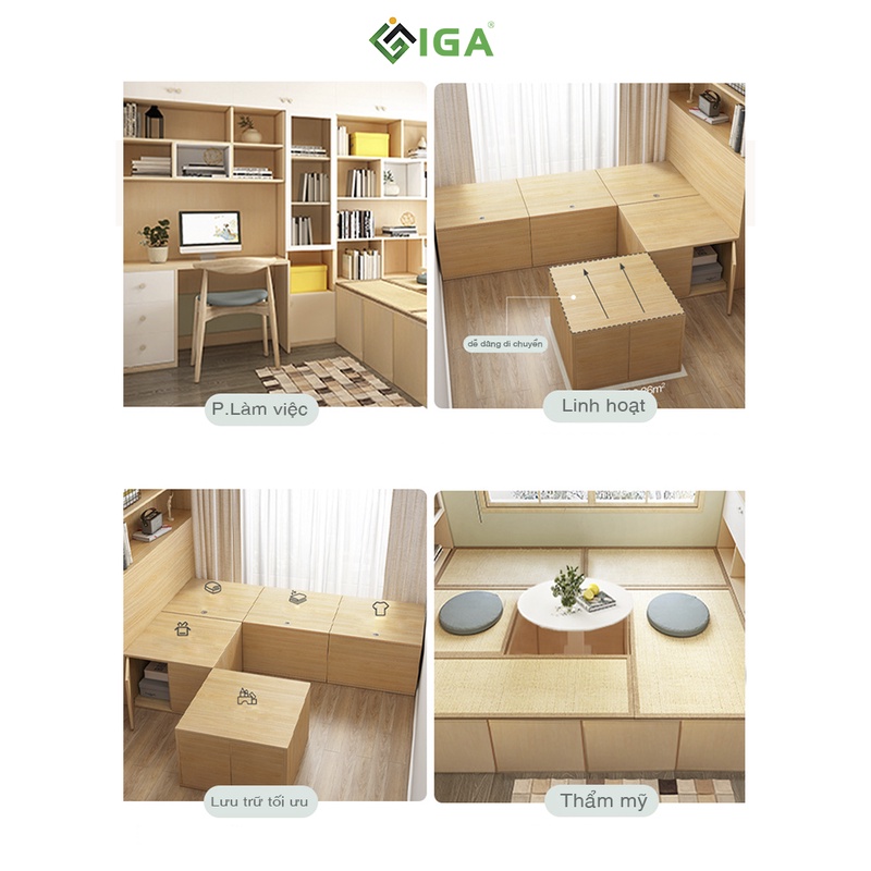 Tủ đồ đa năng IGA có thể làm giường lưu trữ chăn quần áo đồ dùng tiết kiệm diện tích - GP182/183