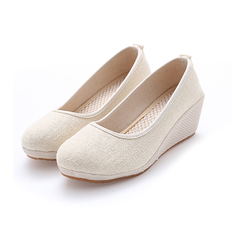 Tikp Giày Búp Bê Vải Lanh Thêu Họa Tiết Xinh Xắn Có 2 Màu Size 34-40 MS0827 Dành Cho Nữ