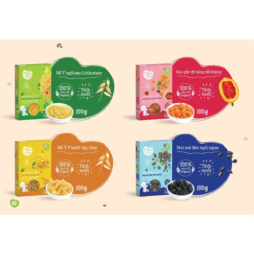 Nui ăn dặm bó xôi chắc xương MĂMMY tập nhai hộp 100g, Nui mămmy mini bó xôi cho bé từ 6 tháng