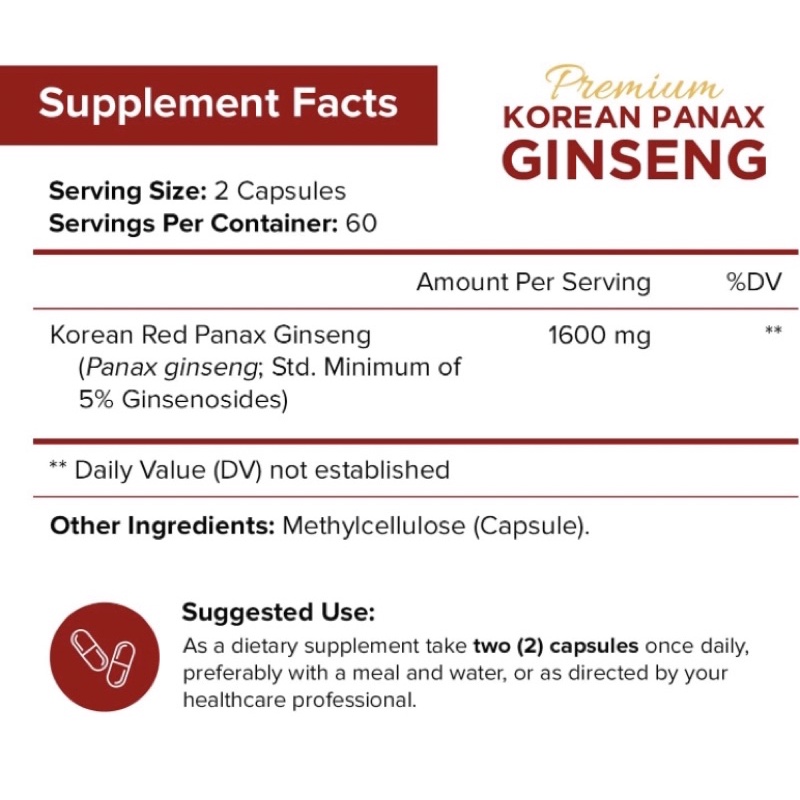 Viên nhân sâm Hàn Quốc liều cao NutriFlair Korean Red Panax Ginseng 1600mg 120viên USA