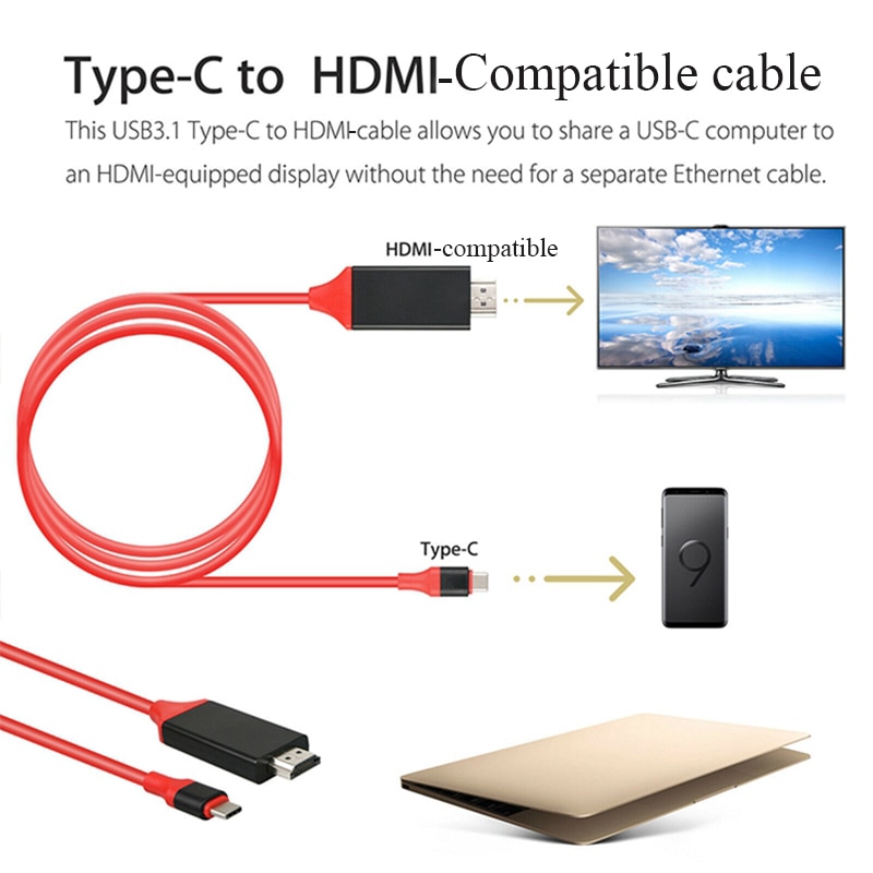 Cáp Chuyển Đổi Usb 3.1 Sang Hdmi 4k 4k Cho Macbook Samsung Galaxy S9 / S8 Huawei Usb-c-562