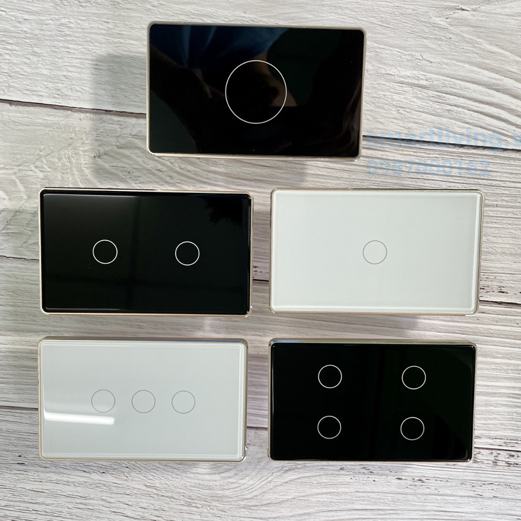 Công tắc Tuya Zigbee viền nhôm vàng đủ dây LN cao cấp