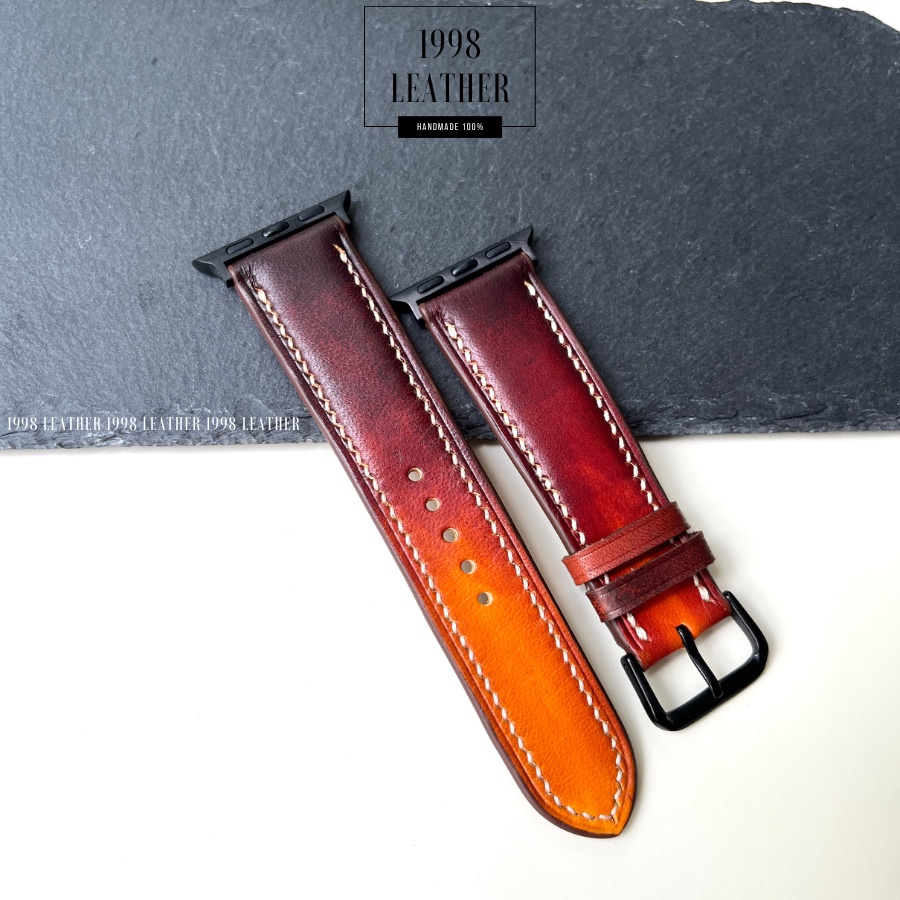 Dây đồng hồ apple watch da series 4, 5, 6 đủ size 40mm, 42mm, 44mm, chính hãng, màu nâu chuyển sắc, handmade, cao cấp