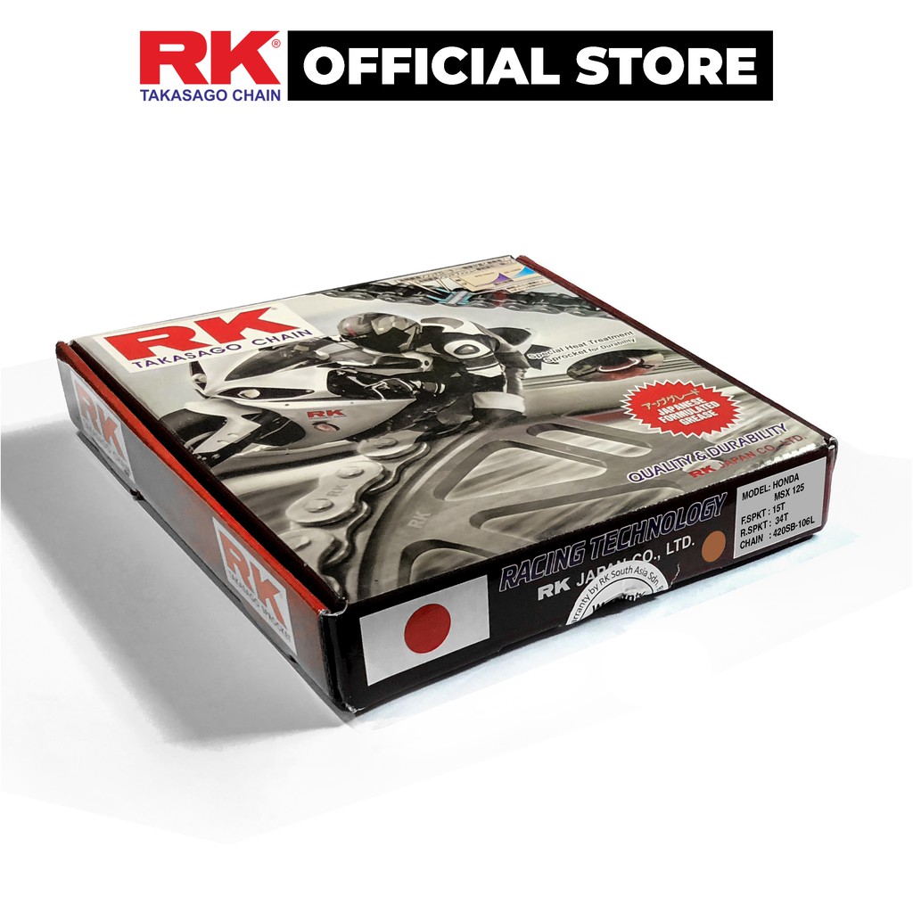 Nhông Sên Dĩa RK Takasago chain dành cho xe máy Honda MSX 125, thép không phốt cao su