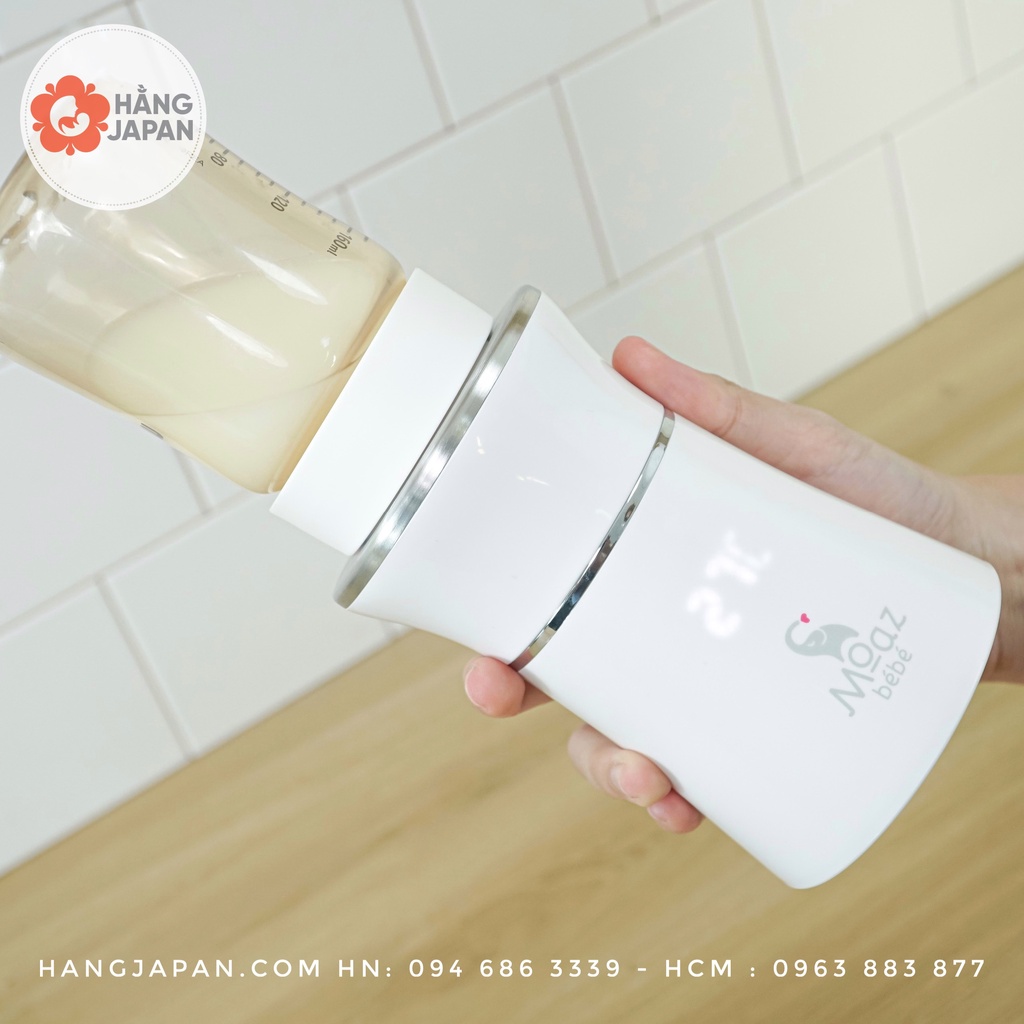 Máy hâm sữa cầm tay không dây Moazbebe MB041 tặng 4 cổ nối Hegen, Moyuum, Dr.brown, Pigeon - BH 10 tháng chính hãng