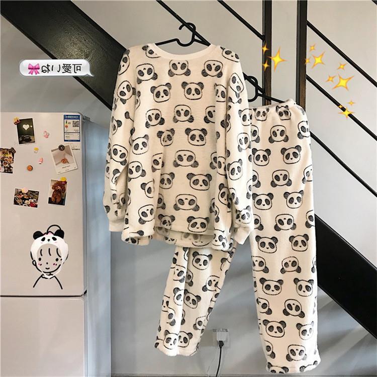 ins  Women Dress Koreanfashion Homewear  Coral  Velvet  Long Sleeve Panda Style  Sleepwear Pajamas Goodquality | BigBuy360 - bigbuy360.vn