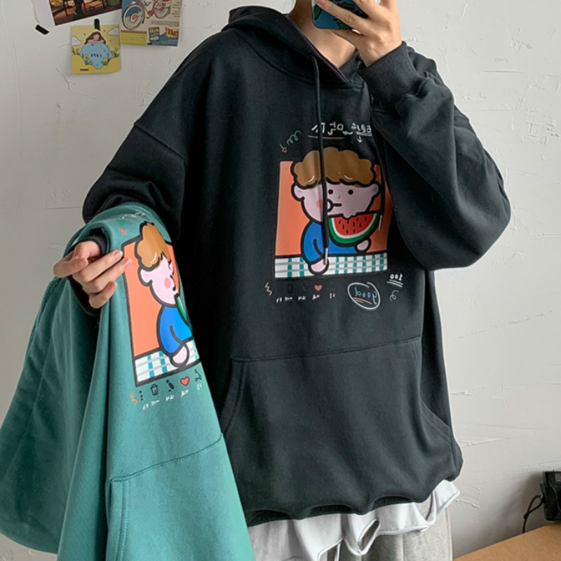 Áo Hoodies Cánh Dơi Hoạ Tiết Hoạt Hình Phong Cách Hàn Quốc