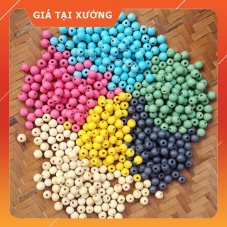 Hạt gỗ tròn 10ly nhiều màu sắc, hệ màu Pastel phù hợp trang trí hamdmade