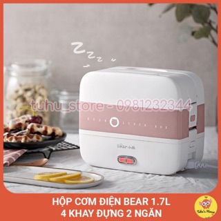 Hộp cơm điện bear có 4 khay đựng inox 304 2 ngăn dung tích 1.7l có nắp đậy
