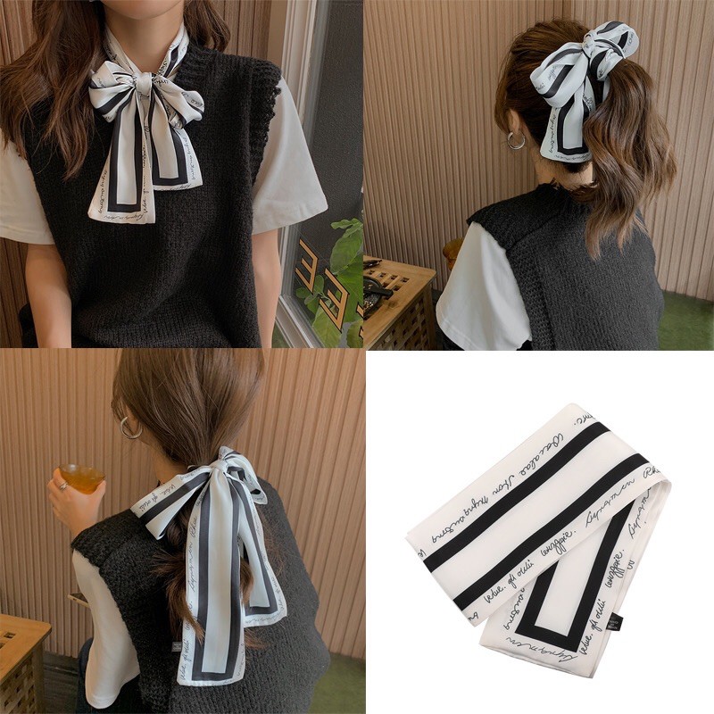 Retro Scarf Khăn Satin Hoạ Tiết Cổ Điển Vintage 90x5cm