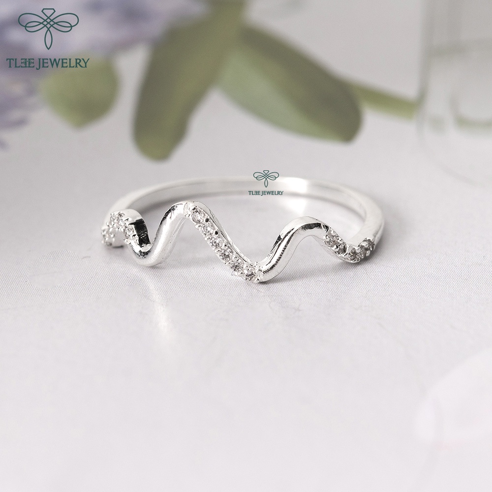 Nhẫn bạc nữ TLEE sóng nhịp tim đính đá sang trọng TleeJewelry A0189