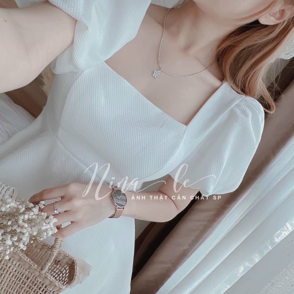 Sét bộ đồ nữ áo bánh bèo thiết kế thắt nơ sau cực kì dễ thương phối quần ống rộng 3 màu trắng , xanh và hồng xinh