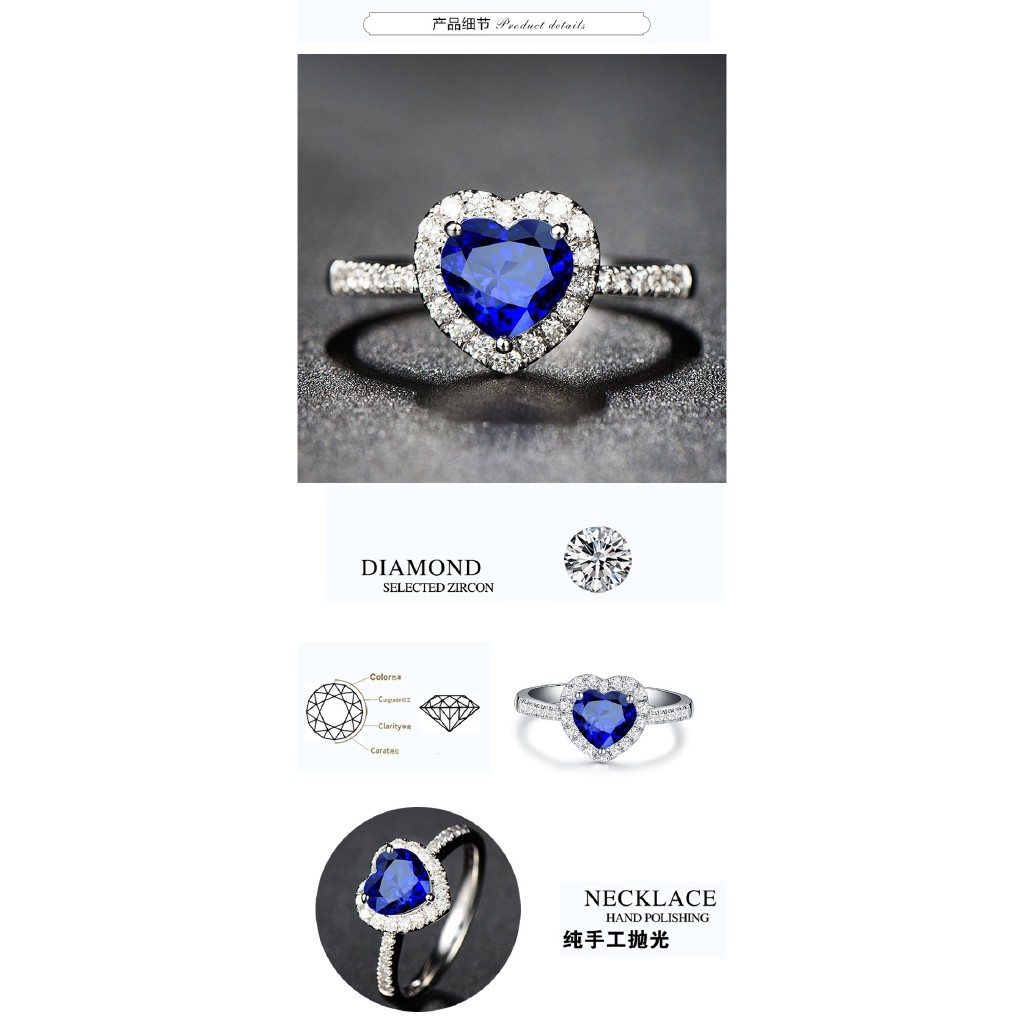 Nhẫn Đeo Tay Kim Loại Đính Đá Màu Hình Trái Tim Xinh Xắn Cho Nữ