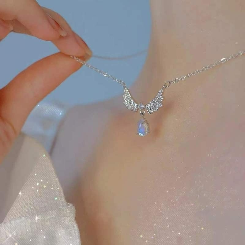 Vòng Cổ Choker Hình Mặt Trăng / Ngôi Sao / Mặt Trăng / Cánh Thiên Thần Đính Đá Zircon Sáng Bóng Lãng Mạn Thời Trang Hàn Quốc Cho Nữ