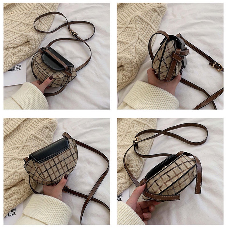 Túi nhỏ Yadou đeo vai hình yên ngựa phong cách hoài cổ cá tính cho nữ