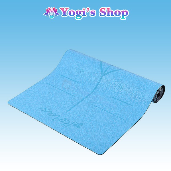 Thảm Yoga Định Tuyến Relax Cao Su Thiên Nhiên PU (Tặng Túi Đựng) | Thảm Hoa Văn Màu Xanh Dương, Bám Tốt, Chống Trượt