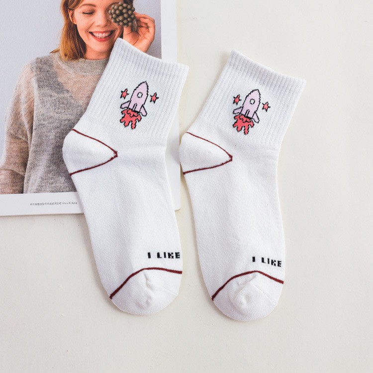Tất Cotton Họa Tiết Khủng Long Phong Cách Harajuku Thời Trang Cho Nữ