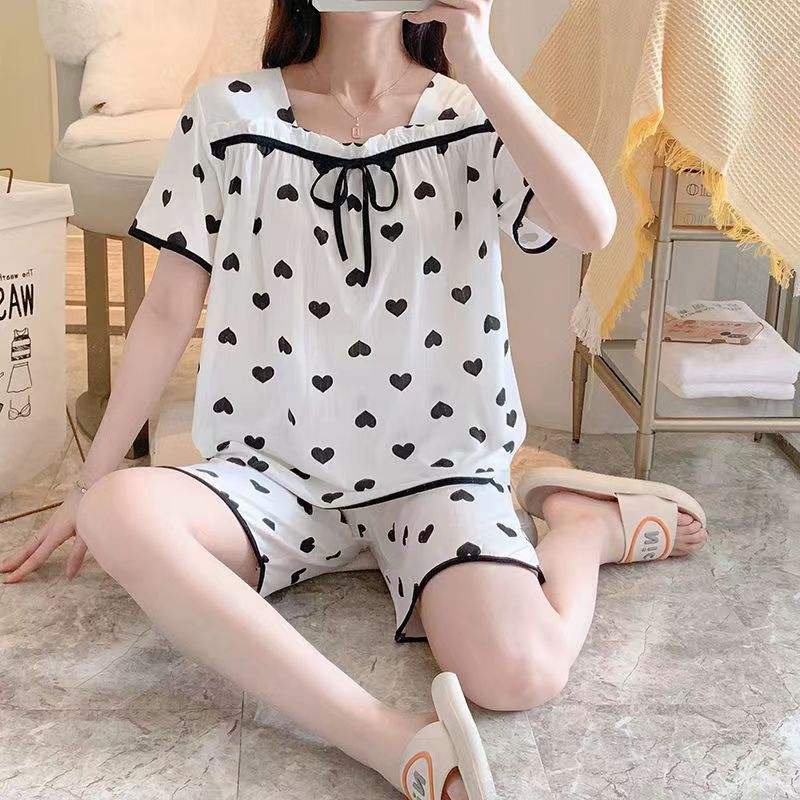 Bộ đồ ngủ tay dài cổ vuông chất liệu cotton thời trang xuân thu mới 2021