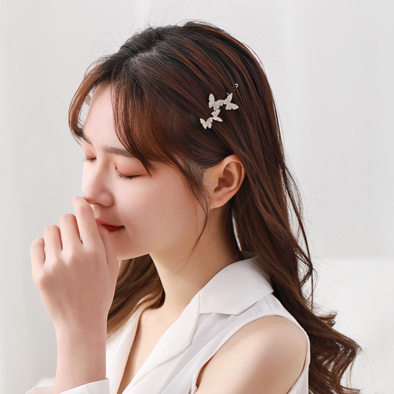Kẹp tóc thiết kế bướm đính đá xinh xắn thanh lịch