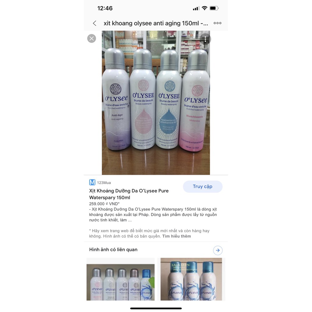 Xịt khoáng cấp nước chống lão hóa OLYSEE Enriched Waterspray Anti - age (Pháp) | BigBuy360 - bigbuy360.vn