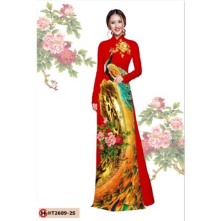 Vải in con công GH