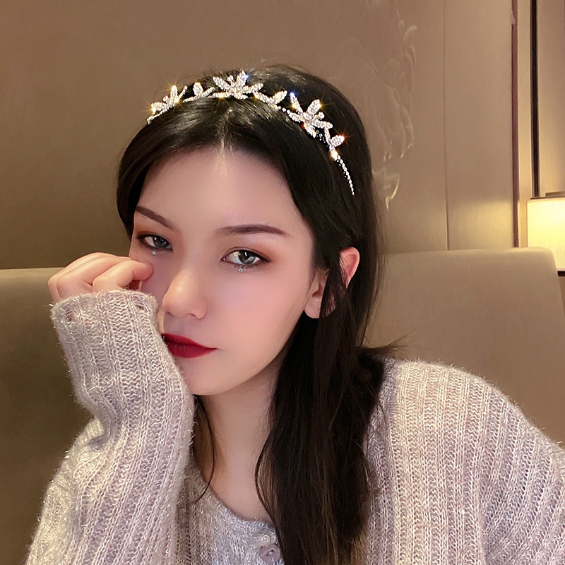 Băng đô cài tóc đính hoa kim cương giả nhiều màu sắc