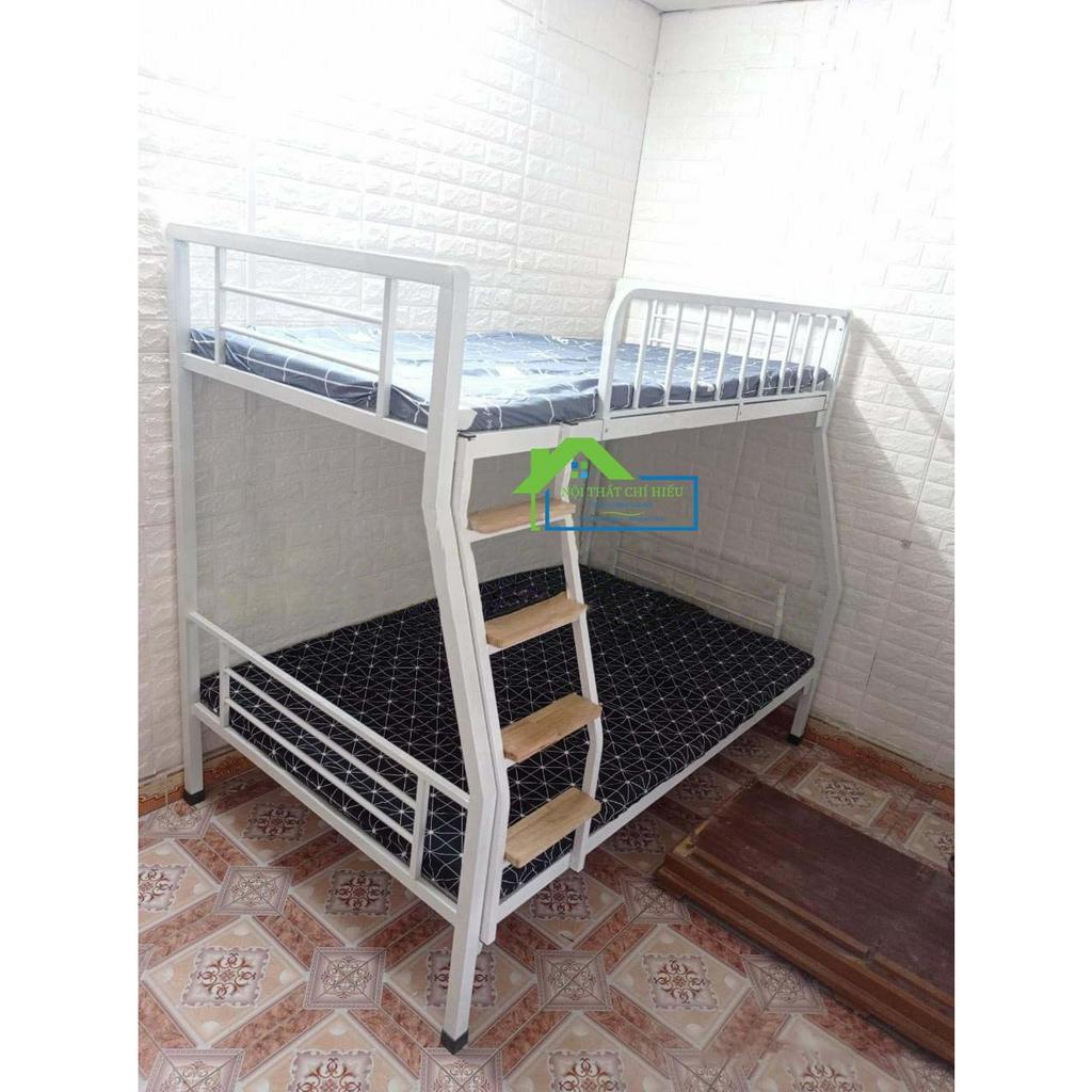 Giường sắt 2 tầng sắt 4x8 hộp trên 1m4 dưới 1m6 dễ lắp ráp
