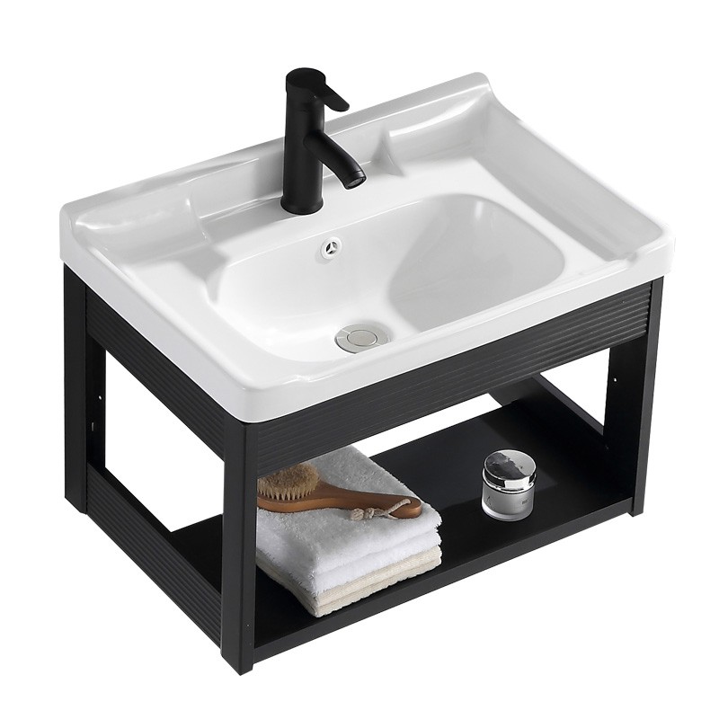 Bộ tủ kệ chậu lavabo gương tròn khung đen hàng chính hãng cao cấp bảo hành 3 năm ..