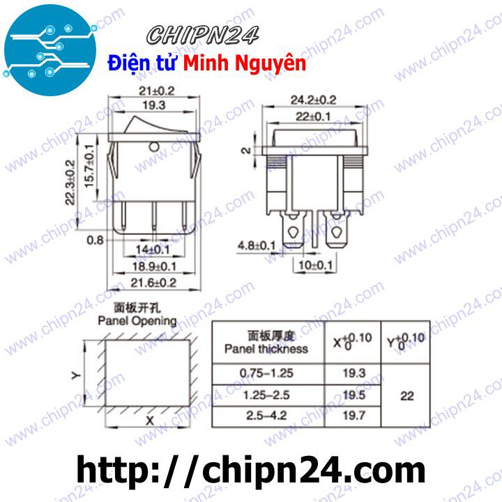 [1 CÁI] Công tắc bập bênh KCD2-501 6 chân 3 trạng thái 6A 250V