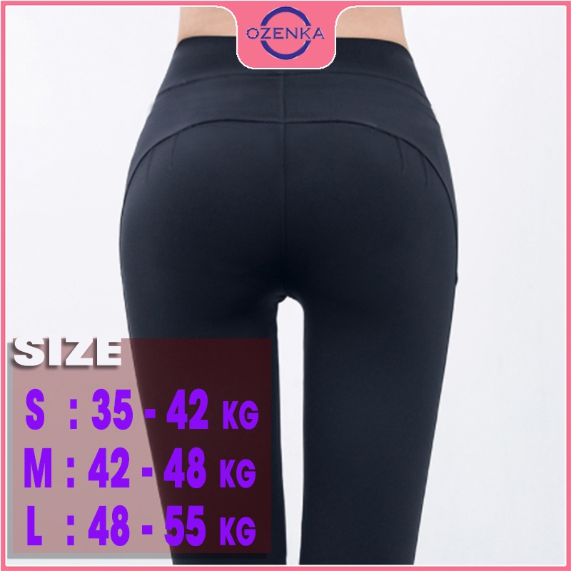 Quần legging dài cạp cao nâng mông nữ OZENKA , quần bó tập gym mặc đi học đi chơi chất dày không bục đũng màu đen