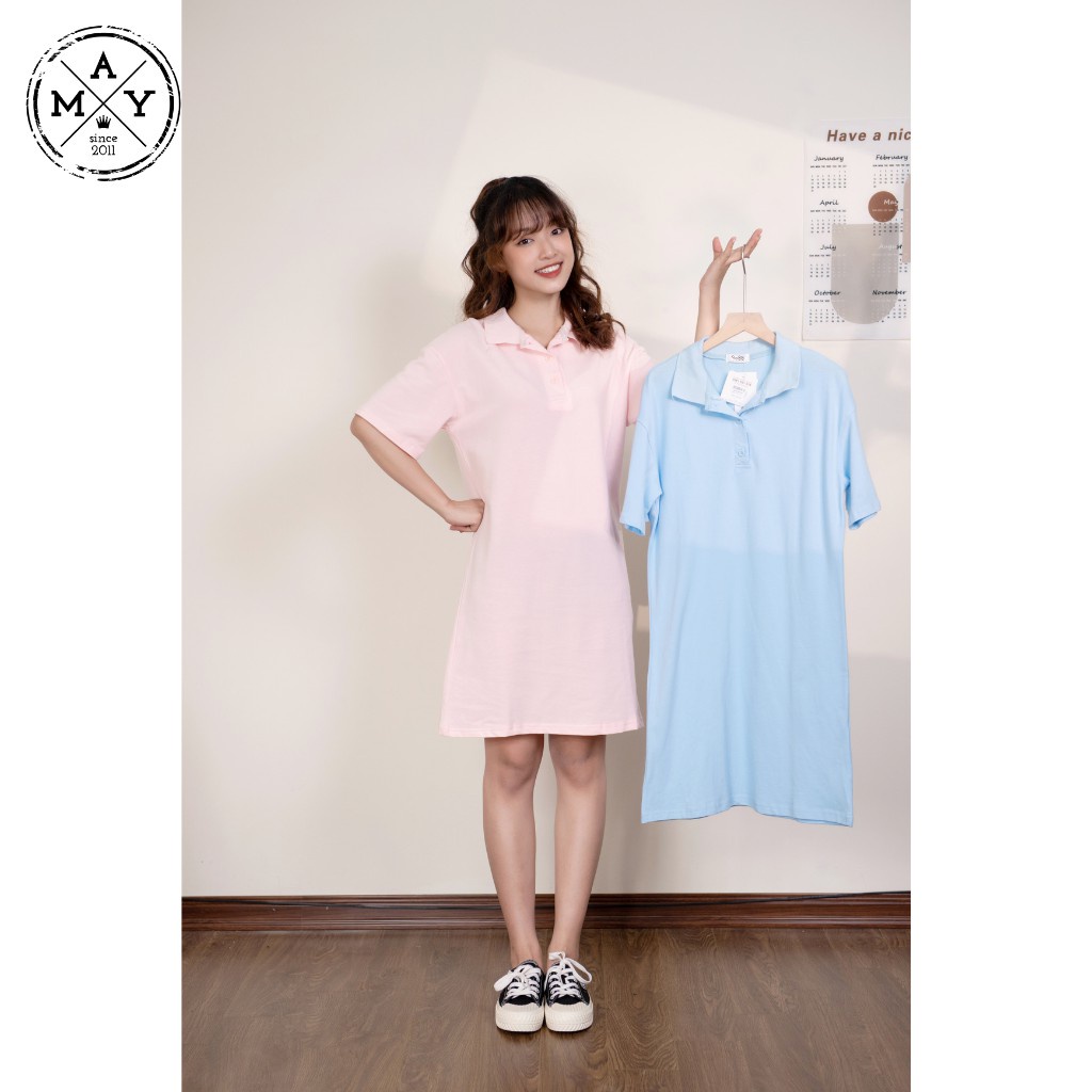 Váy Polo Nữ Dáng Suông MAY.SINC2011 Váy Trơn Thiết Kế Cổ Polo Cho Nữ Phong Cách, Năng Động MAH01-0078