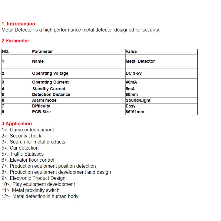 Bộ Mô Đun Cảm Biến Kim Loại JS-60 DIY 3V-5V 60mm