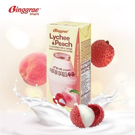 Sữa Vãi &amp; Đào Lychee &amp; Peach Milk Binggrae Hàn Quốc - Lốc 6
