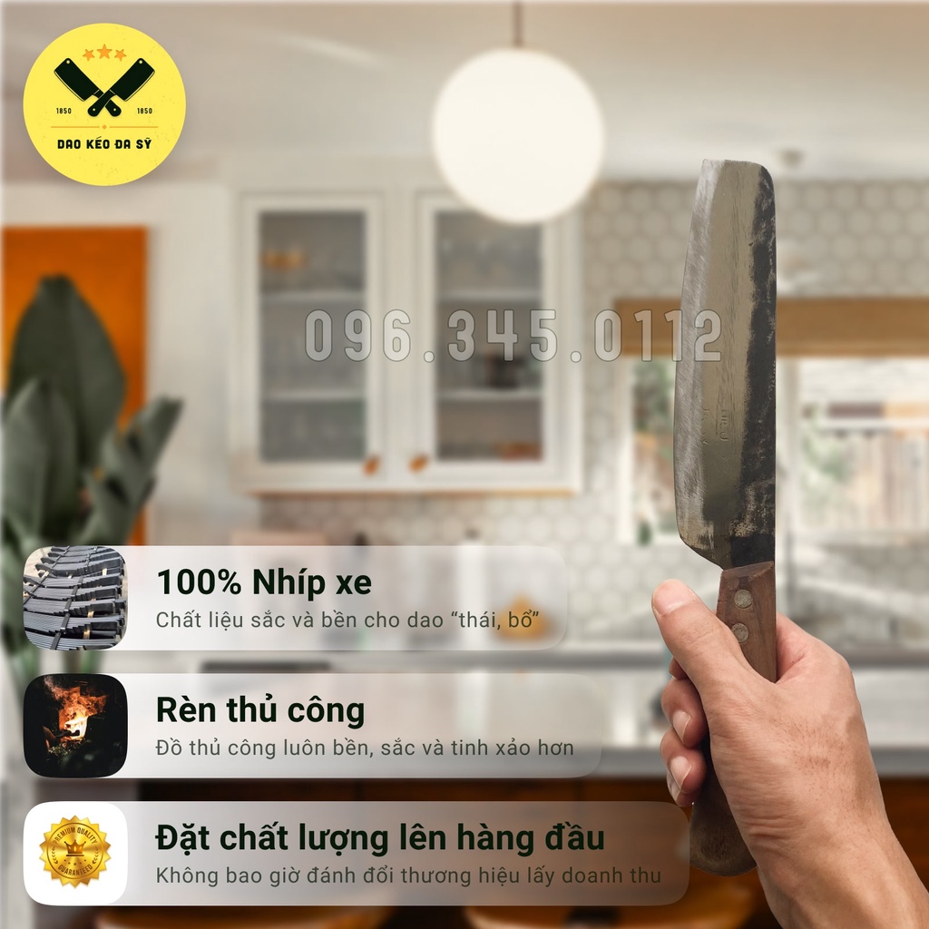 [Dao Đa Sỹ] - Dao Chuối Bột - bổ hoa quả, thái rau, thái thịt - 100% Nhíp xe siêu sắc