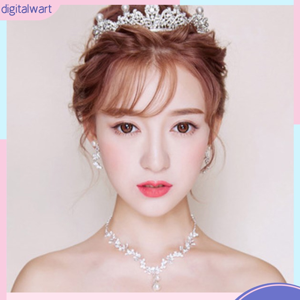 Bộ 3 Dây Chuyền Và Đôi Bông Tai Đính Đá Kiểu Dáng Thời Trang Cho Nữ