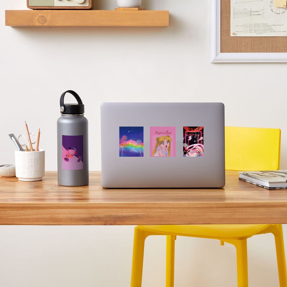 Bộ 107/55/52 Miếng Dán Hình Cô Gái Màu Tím Trang Trí Laptop, Mũ Bảo Hiểm
