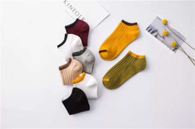 Set Tất cổ ngắn nữ Caramel⚡ FREESHIP Đơn Từ 250K ⚡ Vớ trơn cổ ngắn nam nữ làm từ 100% cotton, dày mịn, co dãn thoải mái