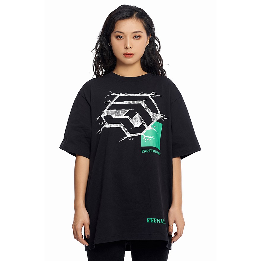 5THEWAY /earthquake/ New Tee in Black Aka Áo Thun Tay Ngắn Đen