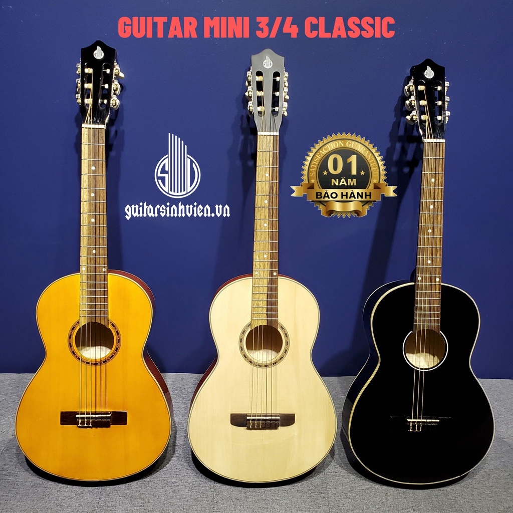 Đàn Guitar Mini 3/4 Classic Tập Chơi Giá Rẻ C1M - Tặng Kèm Bao Dày - Bảo Hành 1 Năm