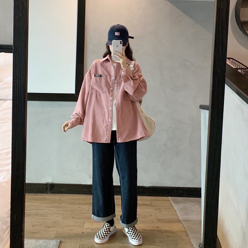 Áo sơmi kaki nhung hai túi ulzzang | BigBuy360 - bigbuy360.vn