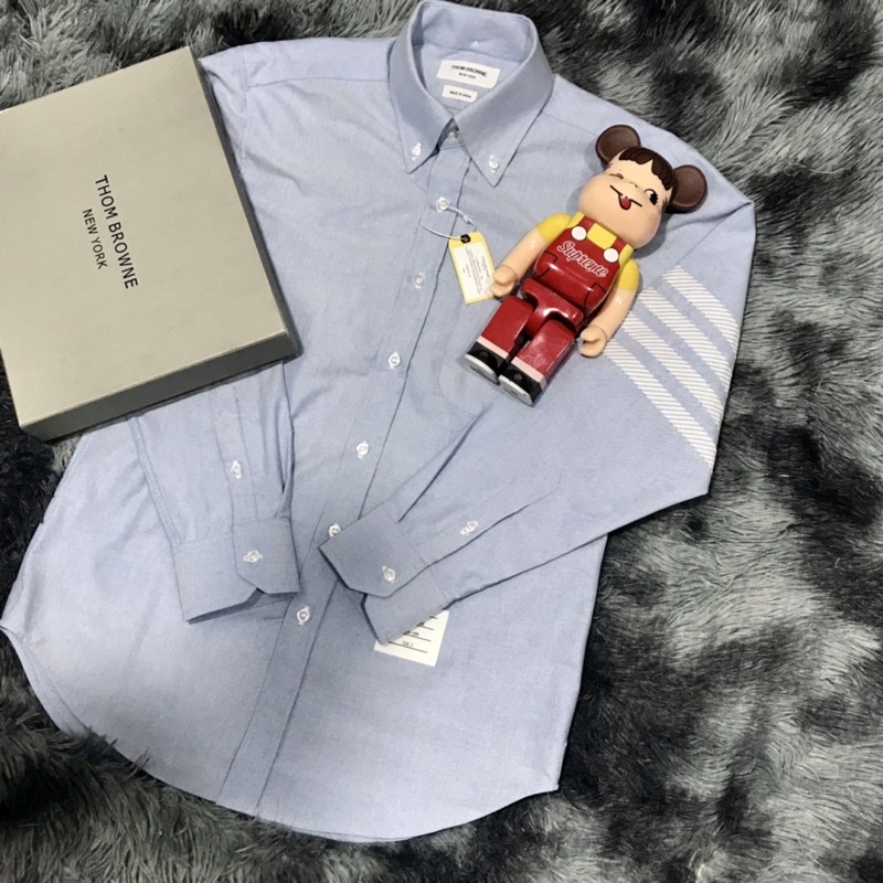 Áo sơ mi Thom Brown xanh viền 4 sọc xanh